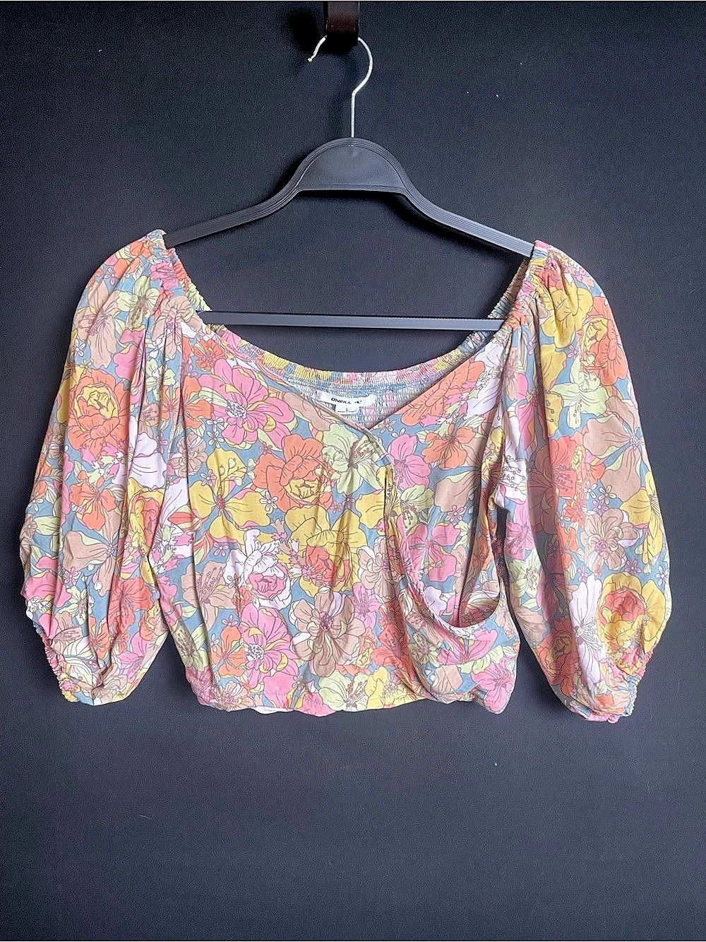 O'Neill Lorna Crop Top Floral Puff Sleeve